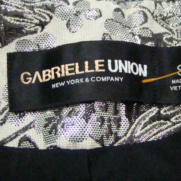 2pcs jacket pants gabrielle union new york company metallic wide leg 6 size S - Picture 5 of 7